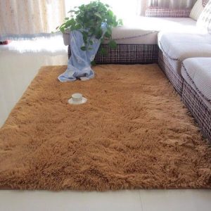 Thảm lông trải sàn lót phòng ngủ, phòng khách màu Khaki (Nâu nhạt) 2m x 1.6m